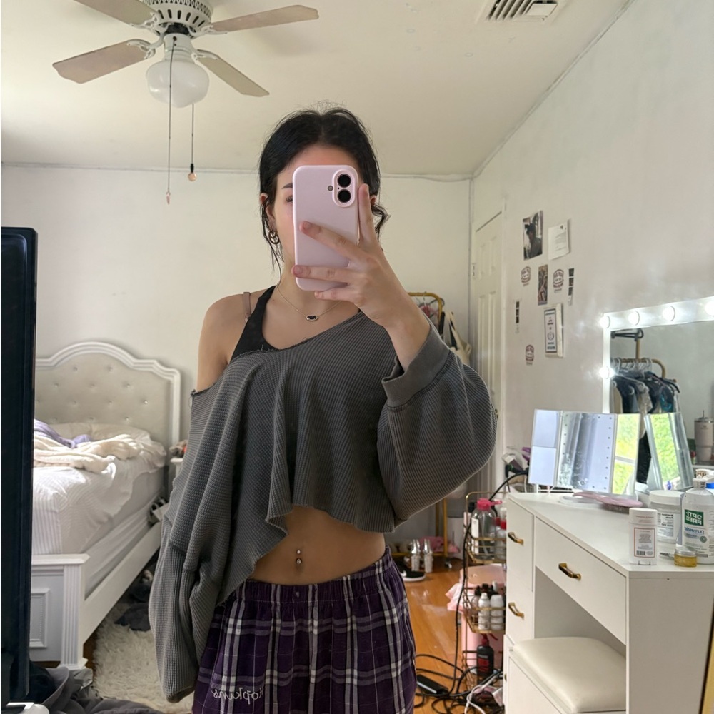 BDG Gray Off-Shoulder Sweater